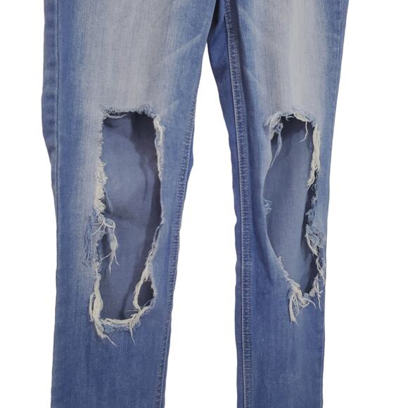 Rewash | Vibrant Medium Blue Distressed Trashed Skinny Jeans - Picture 3 of 10